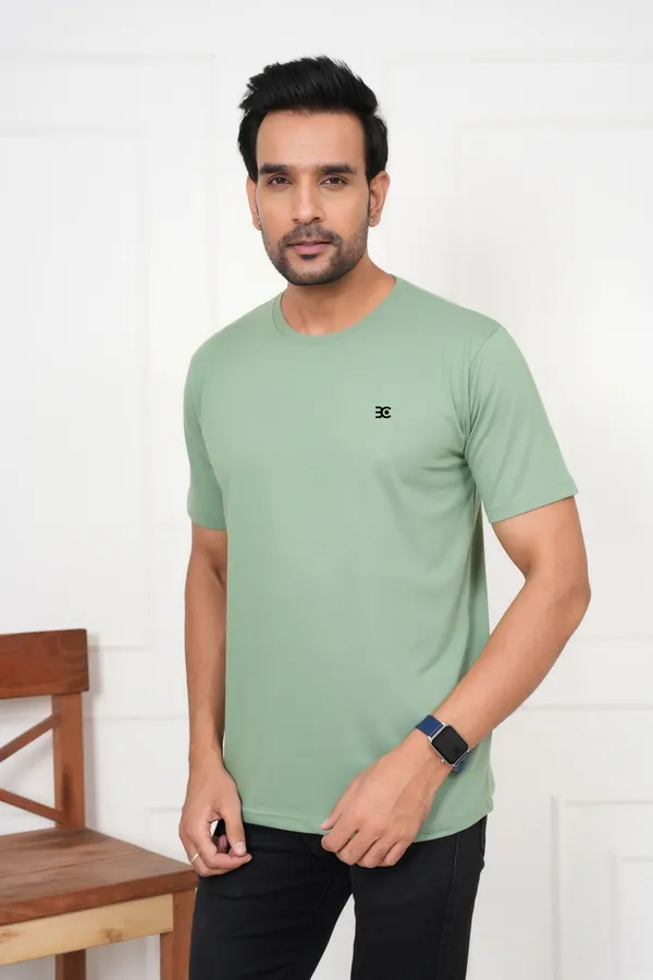 Light_Green_Solid_Round_Neck_T-Shirt_For_Men