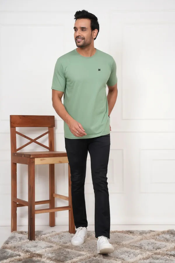 Light_Green_Solid_Round_Neck_T-Shirt_For_Men