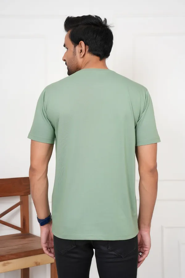 Light_Green_Solid_Round_Neck_T-Shirt_For_Men