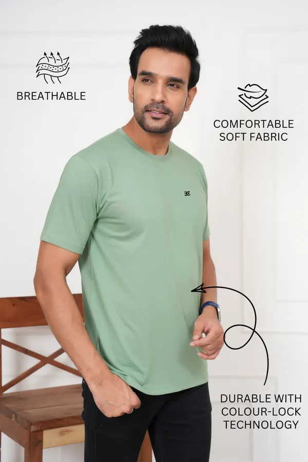 Light_Green_Solid_Round_Neck_T-Shirt_For_Men