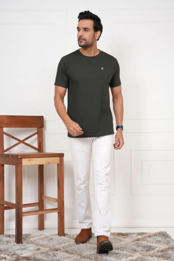 Dark_Green_And_Green_Solid_Round_Neck_T-Shirt_For_Men
