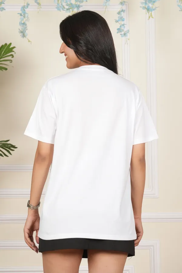 White_Solid_Round_Neck_T-Shirt_For_Women