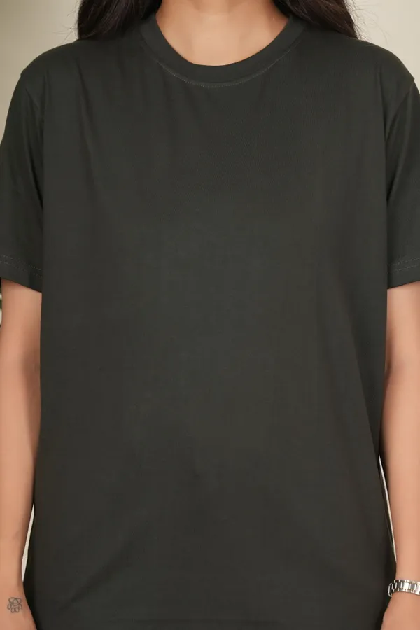Dark_Green_Solid_Round_Neck_T-Shirt_For_Women