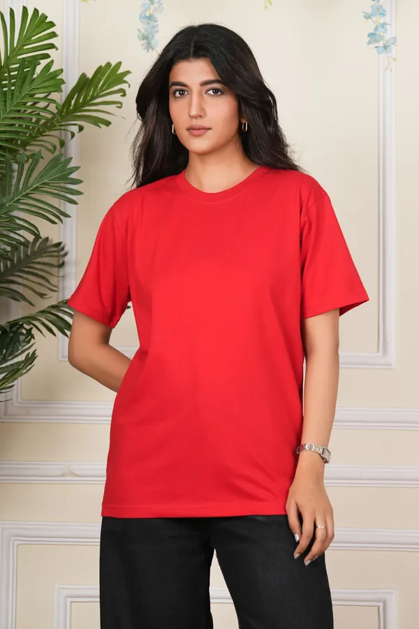 Red_Solid_Round_Neck_T-Shirt_For_Women