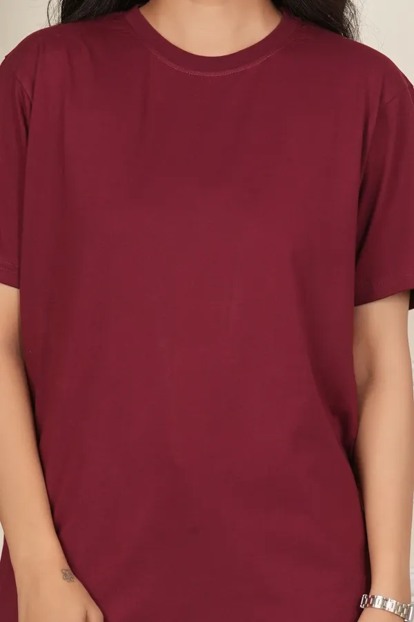Maroon_Solid_Round_Neck_T-Shirt_For_Women