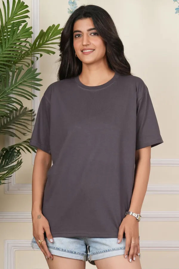 Grey_Solid_Round_Neck_T-Shirt_For_Women