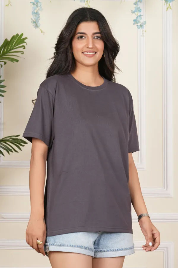 Grey_Solid_Round_Neck_T-Shirt_For_Women