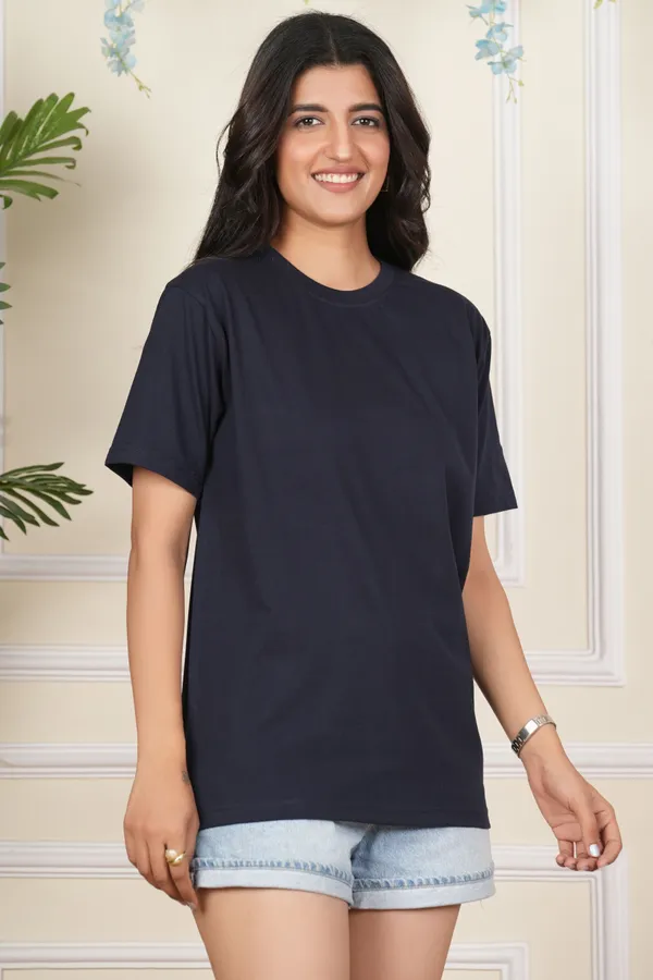 Navy_Blue_Solid_Round_Neck_T-Shirt_For_Women