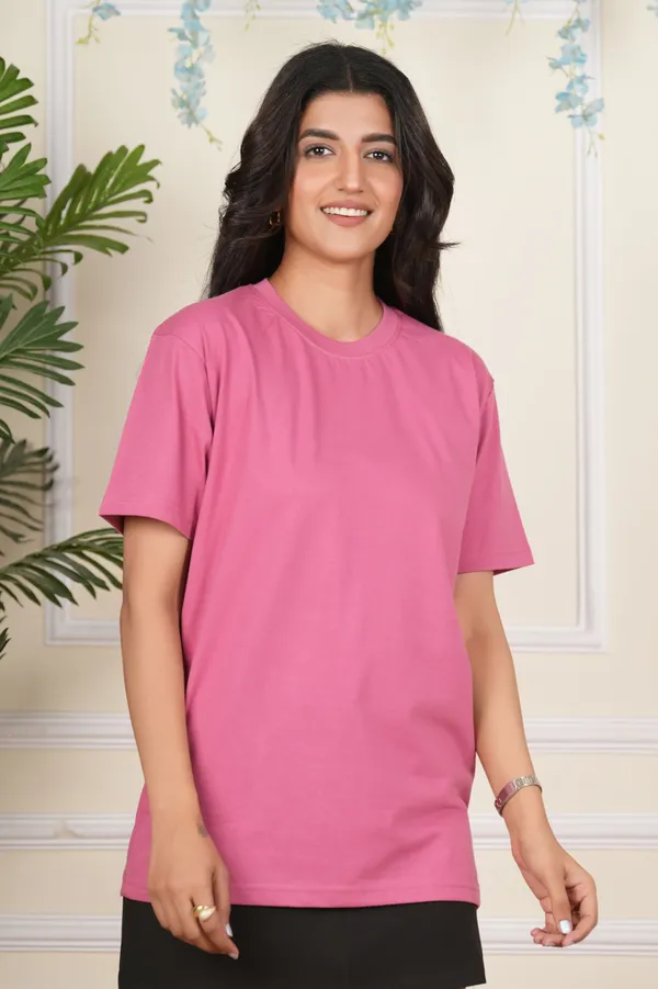 Pink_Solid_Round_Neck_Pink_T-Shirt_For_Women