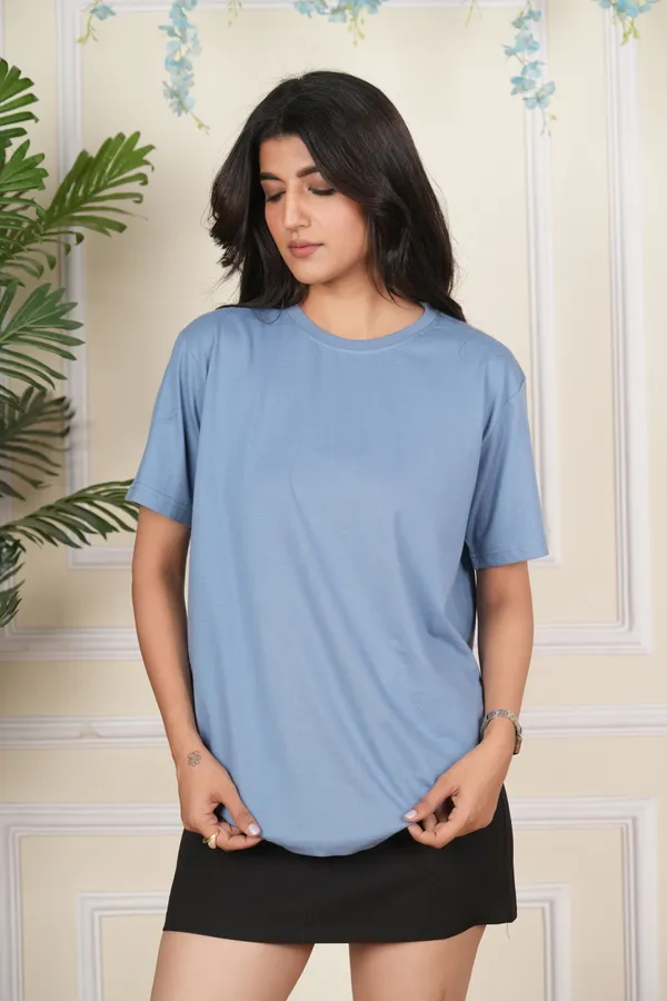 Blue_Solid_Round_Neck_T-Shirt_For_Women