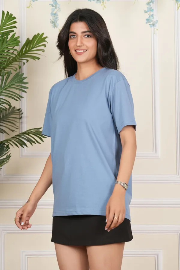 Blue_Solid_Round_Neck_T-Shirt_For_Women