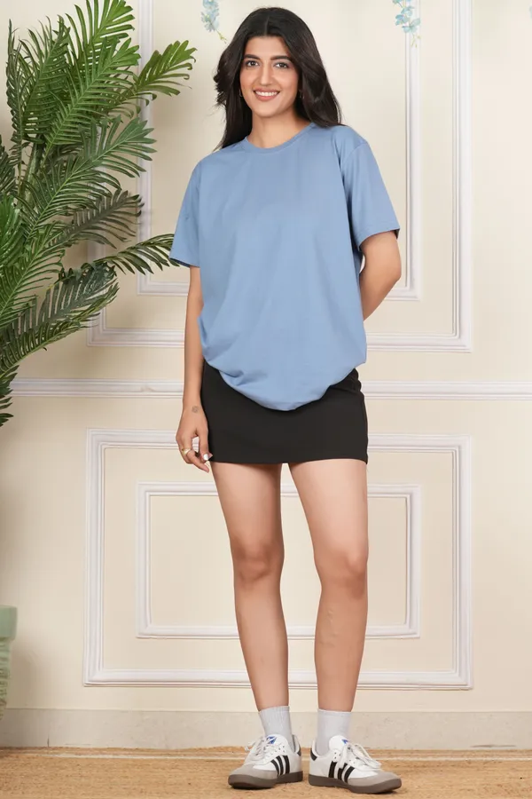 Blue_Solid_Round_Neck_T-Shirt_For_Women