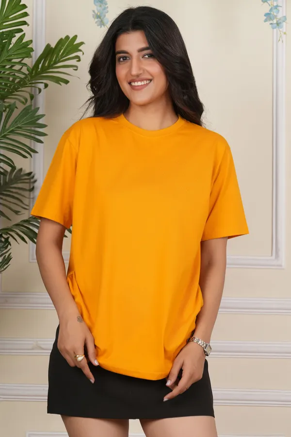 Yellow_Solid_Round_Neck_T-Shirt_For_Women