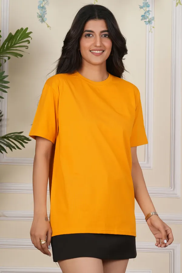 Yellow_Solid_Round_Neck_T-Shirt_For_Women