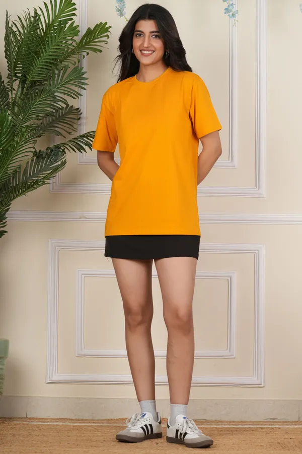 Yellow_Solid_Round_Neck_T-Shirt_For_Women