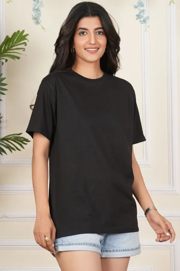 Black_Solid_Round_Neck_T-Shirt_For_Women