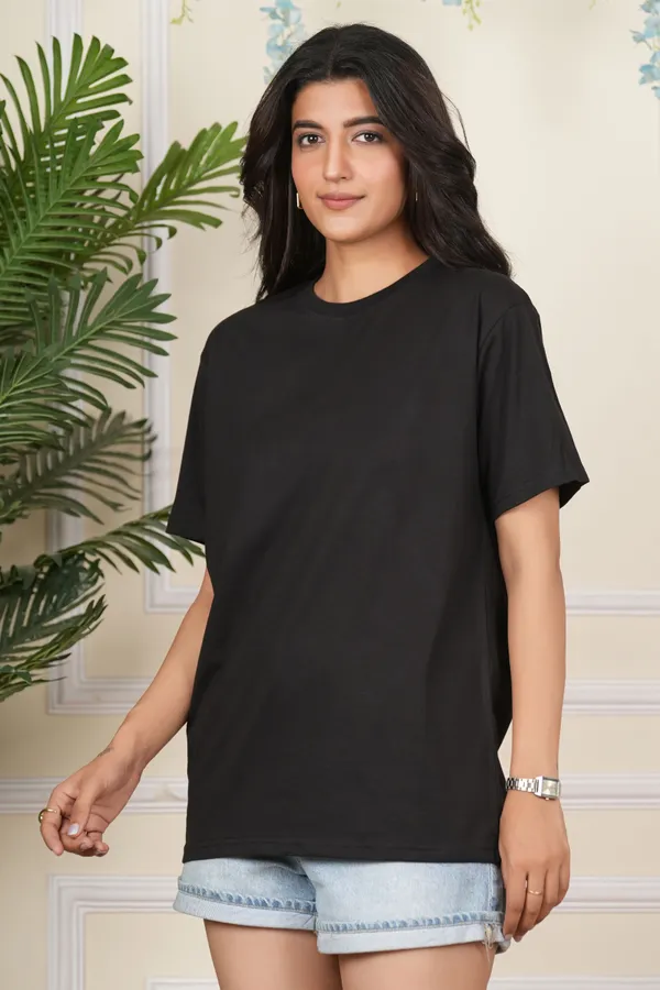 Black_Solid_Round_Neck_T-Shirt_For_Women