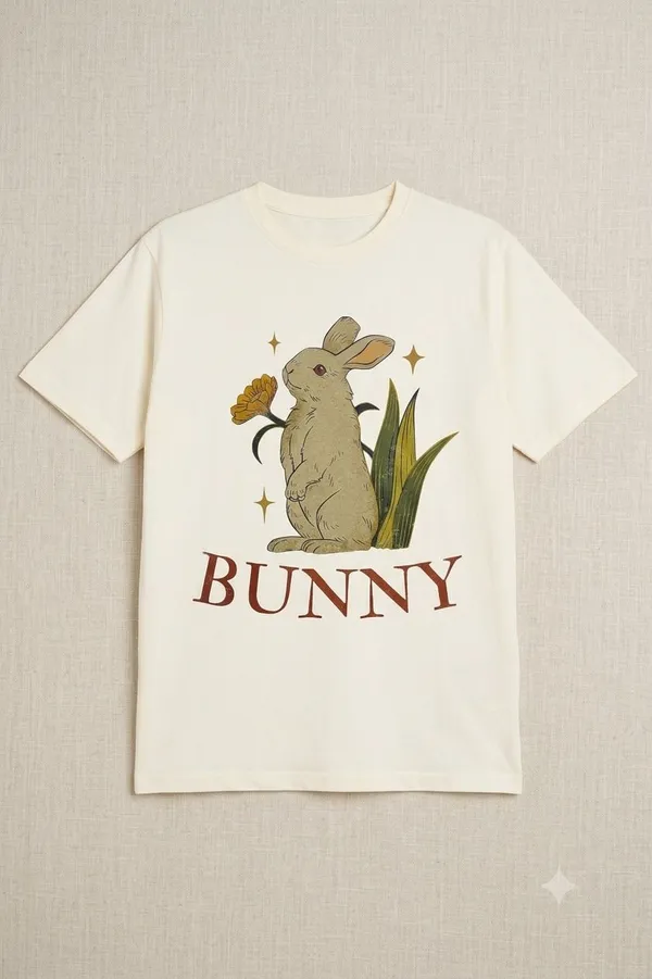 Beige_And_Yellow_Graphic_Print_Printed_Typography_Round_Neck_T-Shirt_For_Women