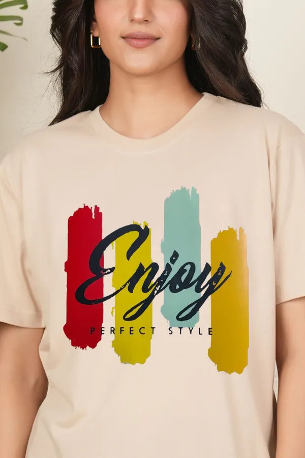 Beige_Graphic_Print_Printed_Typography_Round_Neck_T-Shirt_For_Women