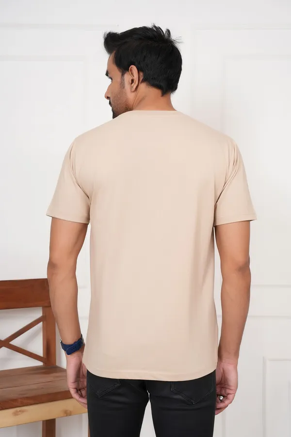 Beige_Graphic_Print_Printed_Typography_Round_Neck_T-Shirt_For_Men