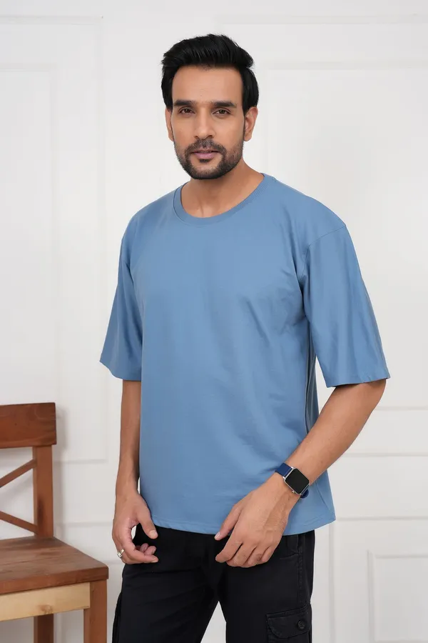 Light_Blue_Solid_Round_Neck_T-Shirt_For_Men