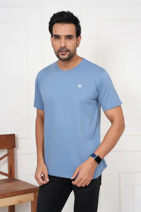 Blue_And_Light_Blue_Solid_Round_Neck_T-Shirt_For_Men