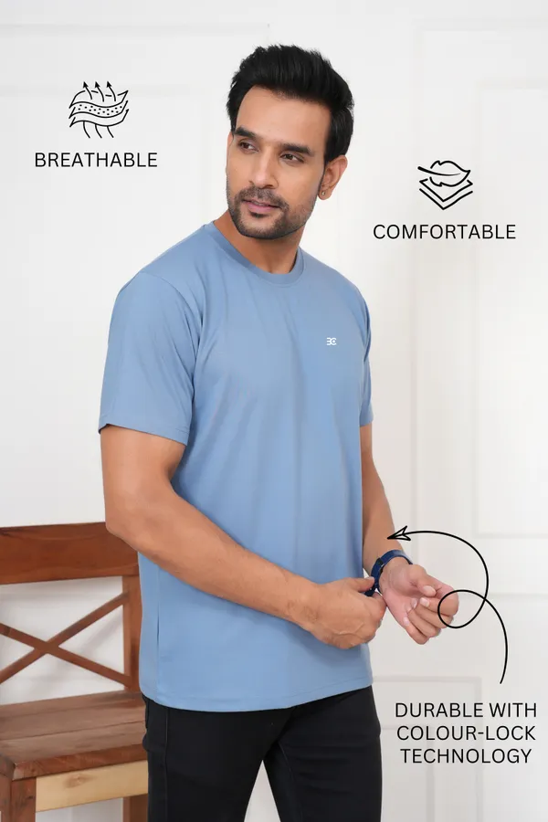 Blue_And_Light_Blue_Solid_Round_Neck_T-Shirt_For_Men