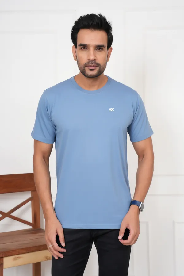 Blue_And_Light_Blue_Solid_Round_Neck_T-Shirt_For_Men