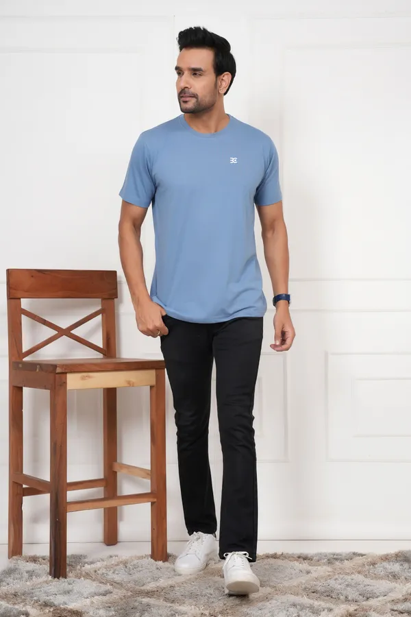 Blue_And_Light_Blue_Solid_Round_Neck_T-Shirt_For_Men