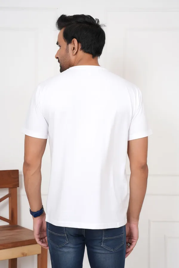 White_Solid_Round_Neck_T-Shirt_For_Men