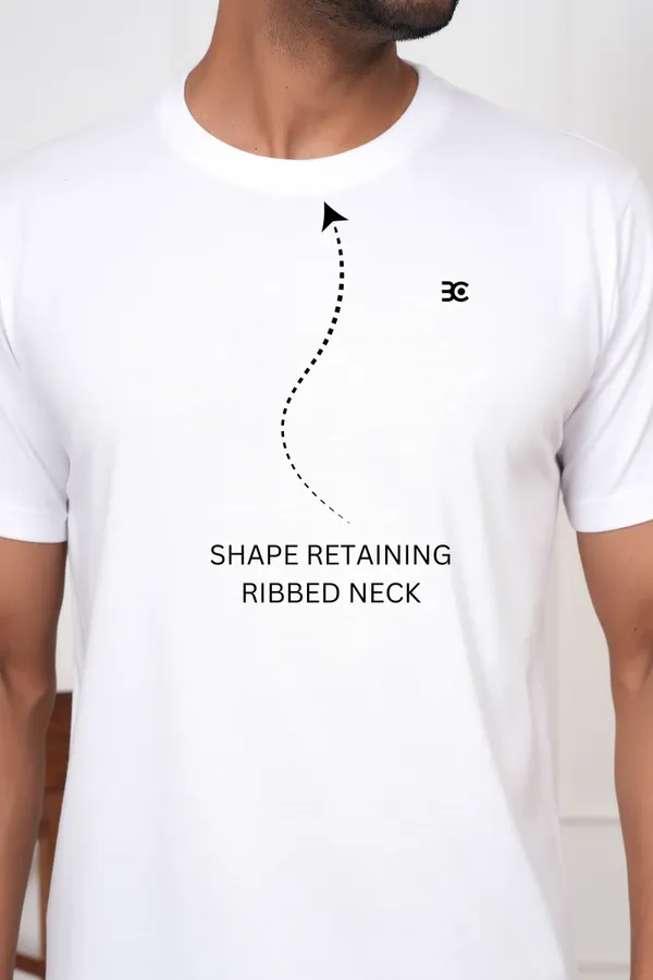 White_Solid_Round_Neck_T-Shirt_For_Men