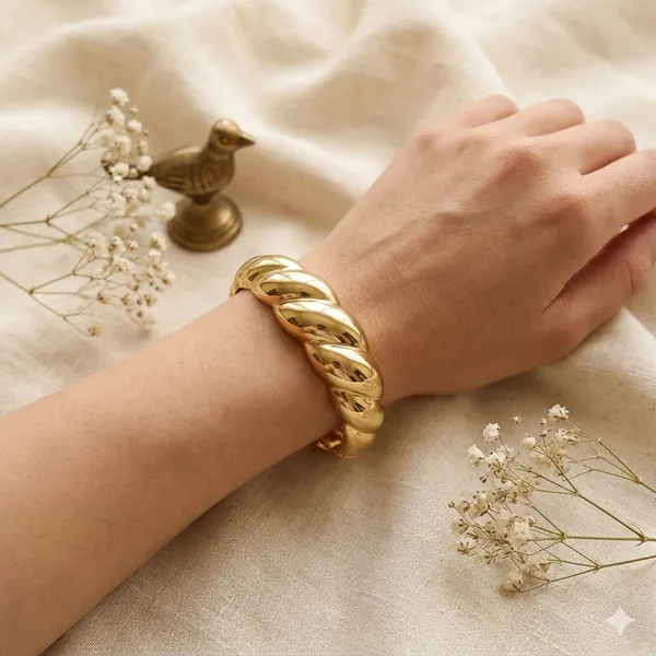 Gold_Twisted_Rope_Design_Chunky_Bangle_Bracelet_For_Women_+_Gold_Pearl_Square_Stud_Earrings_For_Women