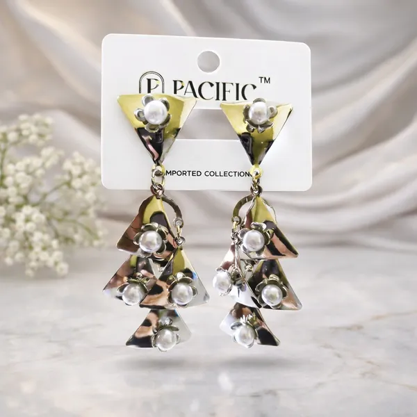Silver_Metal_Triangular_Geometric_Pearl_Drop_Earrings_For_Women