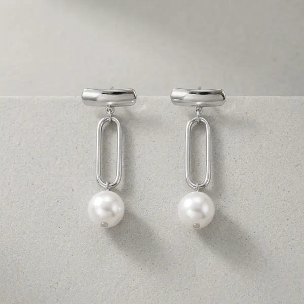 Silver_Metal_Geometric_Pearl_Drop_Earrings_For_Women