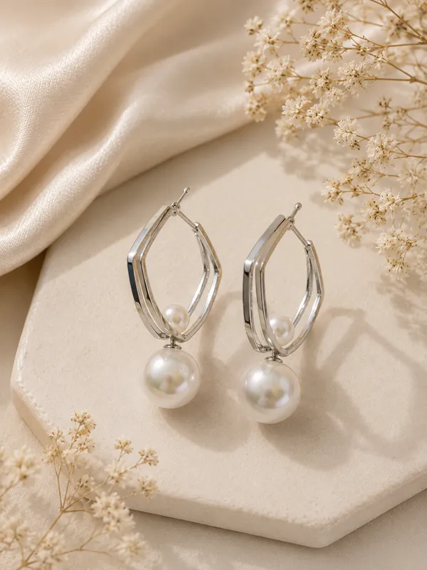Silver_Crystal_Studded_Crown_Design_Bracelet_For_Women_+_Silver_Geometric_Hoop_Earrings_With_Grey_Pearl_Drops