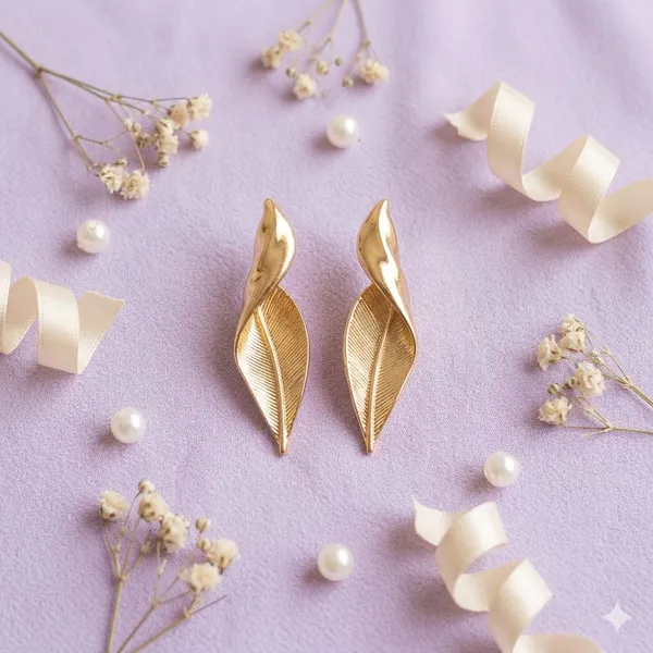 Gold_Textured_Leaf_Design_Stud_Earrings_For_Women_+_Gold_Toned_Pearl_Floral_Stud_Earrings_For_Women