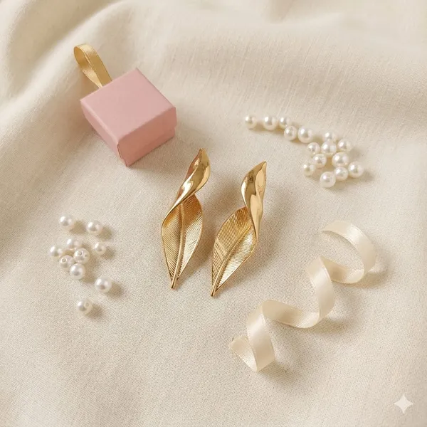 Gold_Textured_Leaf_Design_Stud_Earrings_For_Women_+_Gold_Toned_Pearl_Floral_Stud_Earrings_For_Women