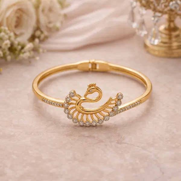 Gold_Plated_Metal_Peacock_Design_Bracelet_For_Women