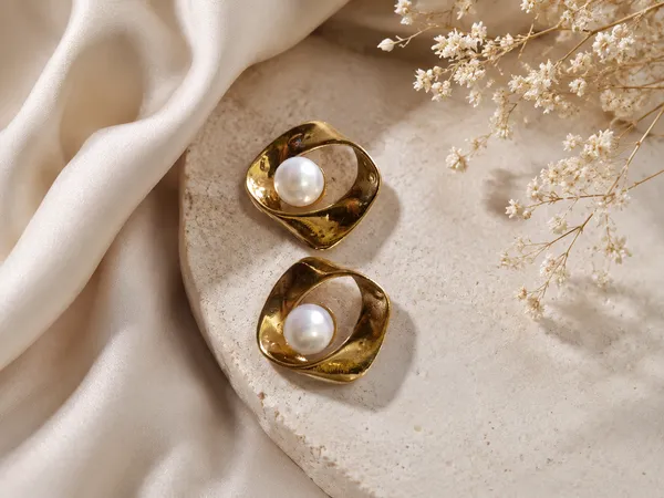 Gold_Tone_Open_Cuff_Bracelet_For_Women_+_Gold_Tone_Pearl_Stud_Earrings_For_Women