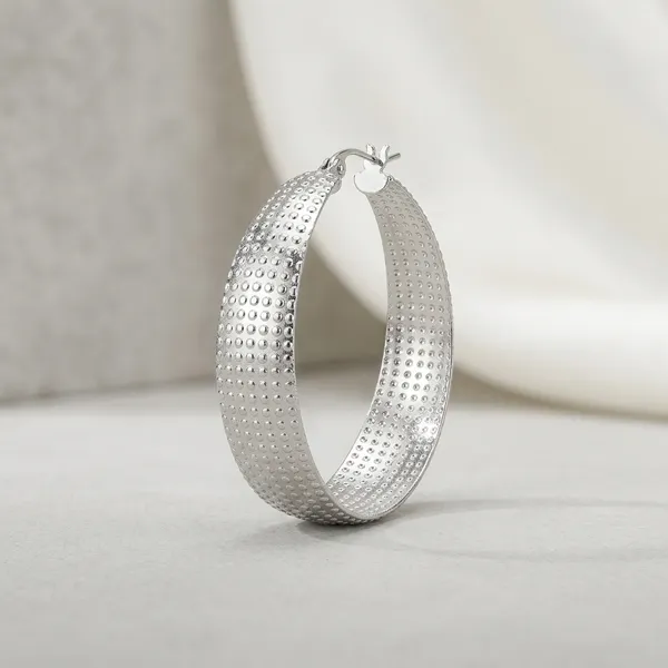Silver_Metal_Textured_Hoop_Earrings_For_Women