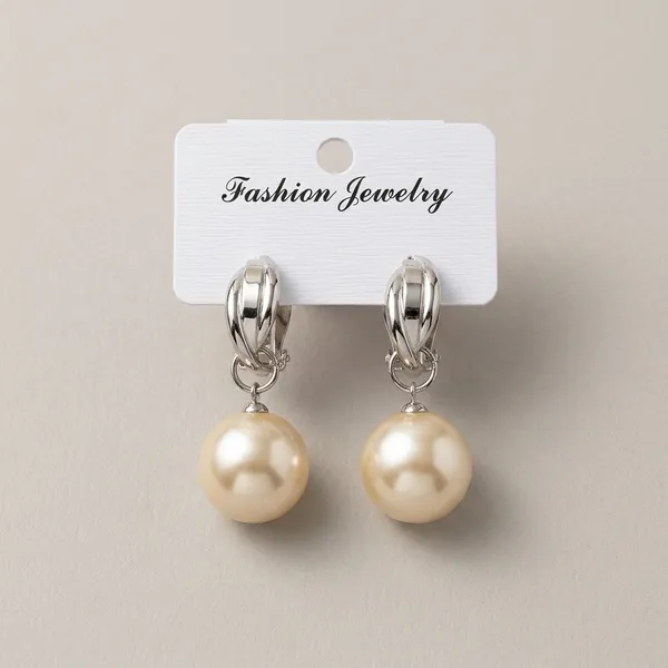White_Pearl_Silver_Metal_Clip-On_Drop_Earrings_For_Women