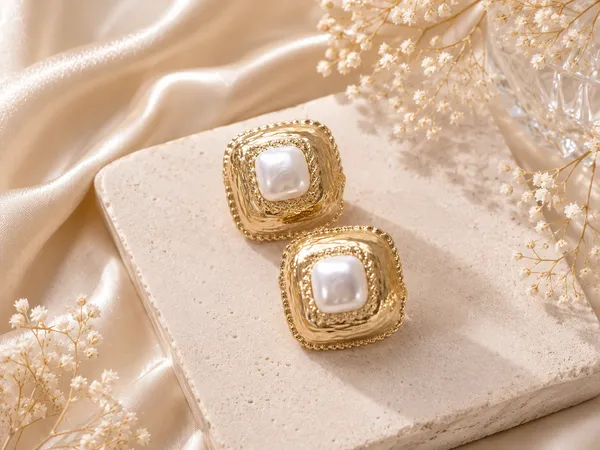 Gold_Twisted_Rope_Design_Chunky_Bangle_Bracelet_For_Women_+_Gold_Pearl_Square_Stud_Earrings_For_Women