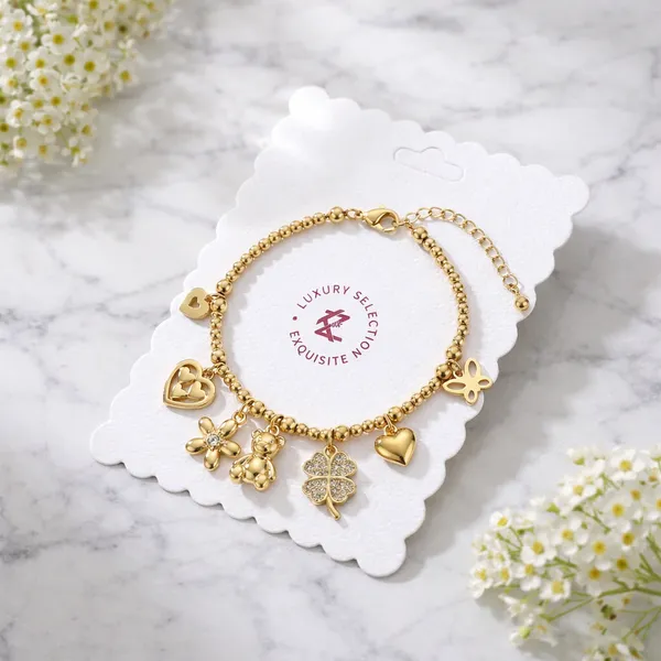 Gold_Metal_Floral_Butterfly_Charm_Bracelet_For_Women