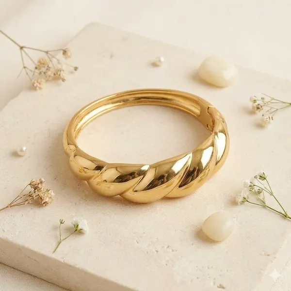 Gold_Metal_Twisted_Rope_Chunky_Bangle_Bracelet_For_Women