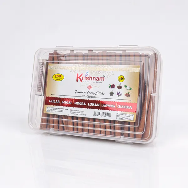 Krishnam_Premium_Dhoop_Sticks_Gulab_Gugal_Mogra_Loban_Lavender_Chandan_(Pack_Of_2_|_120_Pc_Each)