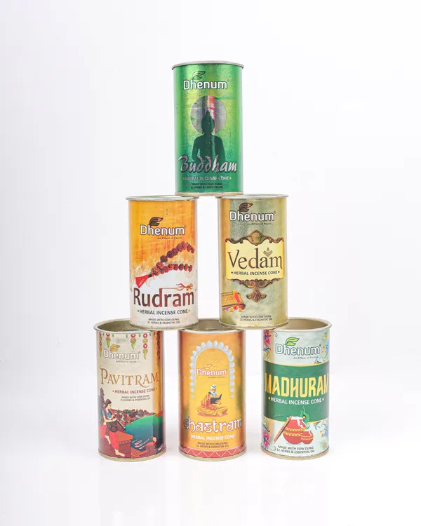 Dhenum_Herbal_Incense_Cones_Assorted_Fragrances_(Pack_of_6_|_50_Gm_Each_Pack)
