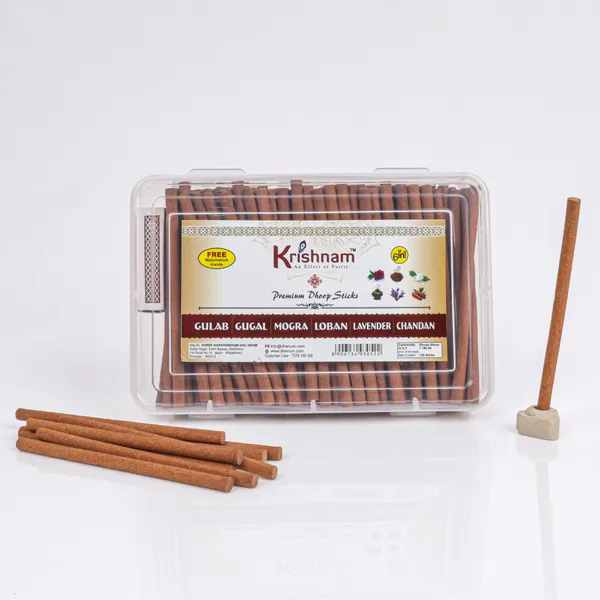 Krishnam_Premium_Dhoop_Sticks_Gulab_Gugal_Mogra_Loban_Lavender_Chandan_(Pack_Of_2_|_120_Pc_Each)