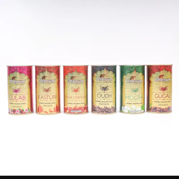 Dhenum_Herbal_Incense_Cones_Assorted_Fragrances_(Pack_of_6_|_50_Gm_Each_Pack)
