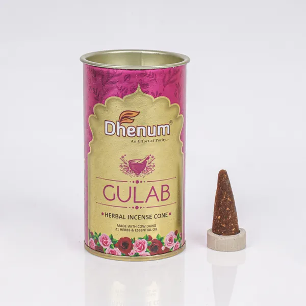 Dhenum_Gulab_Herbal_Incense_Cones_With_Cow_Dung_(Pack_of_6_|_50_gm_Each)