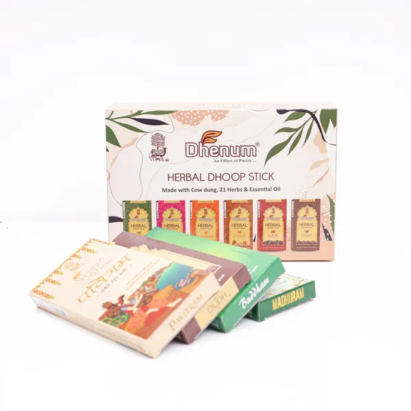 Dhenum_Herbal_Dhoop_Stick_Made_With_Cow_Dung_21_Herbs_And_Essential_Oil_(600_gm)_12_Assorted_Pack_of_50gm_Each